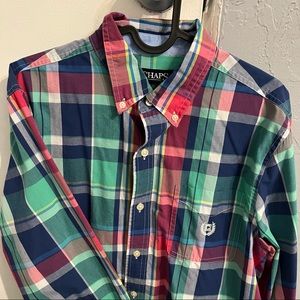 Chaps, mens button down shirt. Size Medium. 60/40 cotton poly blend.